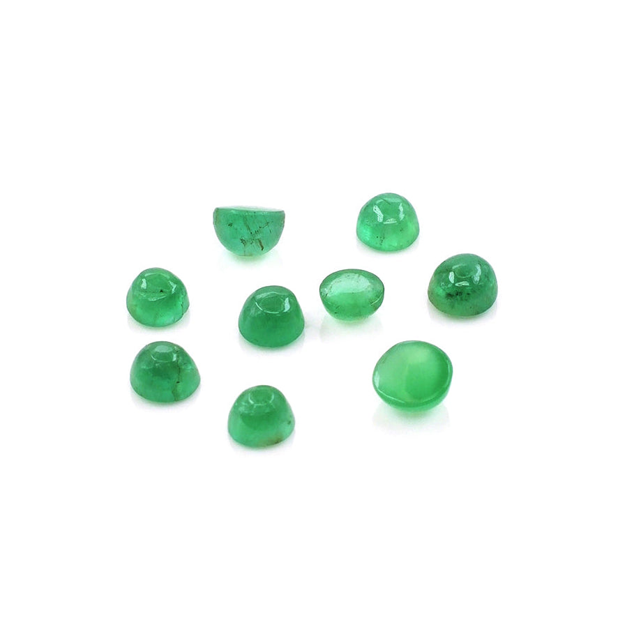 Natural Zambian Emerald Calibrated Cabochon Rounds | 3mm & 4mm