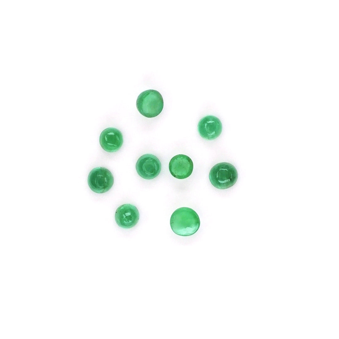Natural Zambian Emerald Calibrated Cabochon Rounds | 3mm & 4mm