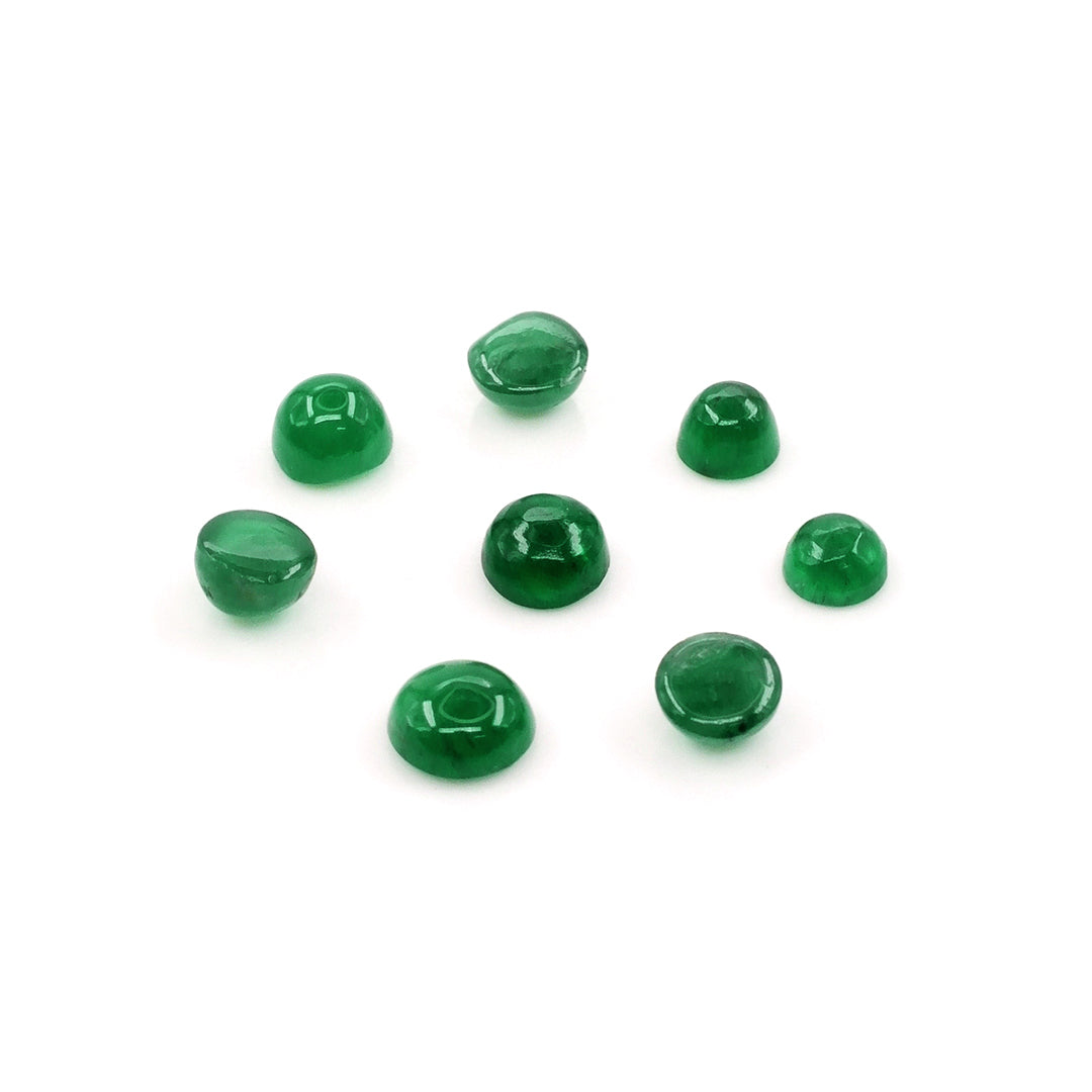 Natural Zambian Emerald Calibrated Cabochon Rounds | 3mm & 4mm