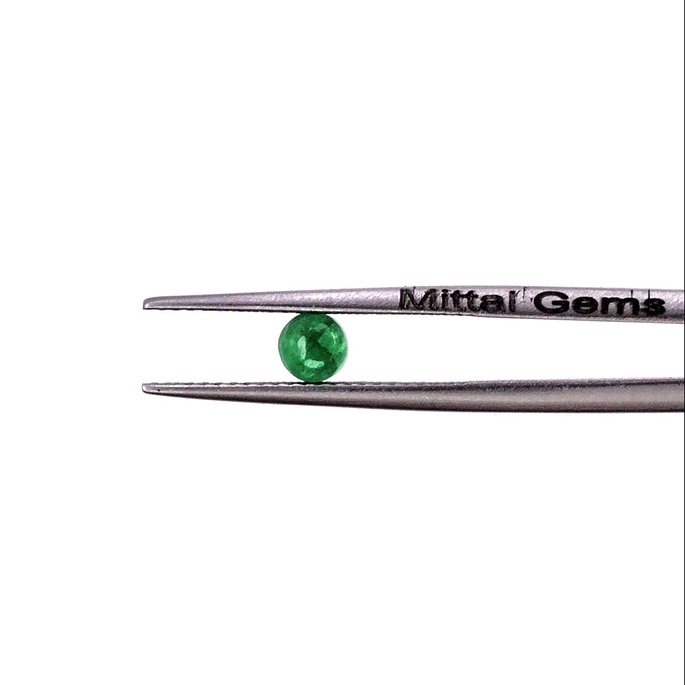 Natural Zambian Emerald Calibrated Cabochon Rounds | 3mm & 4mm