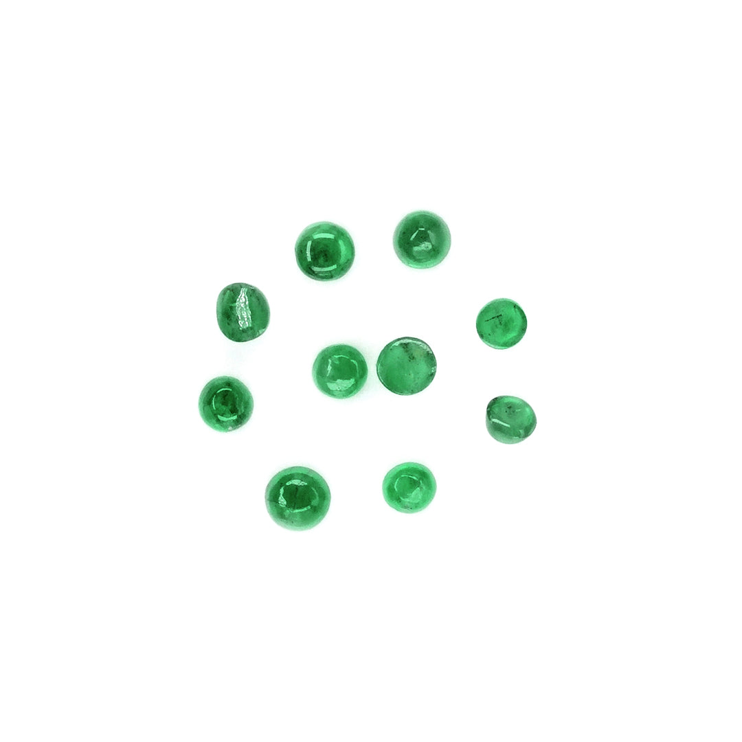 Natural Zambian Emerald Calibrated Cabochon Rounds | 3mm & 4mm
