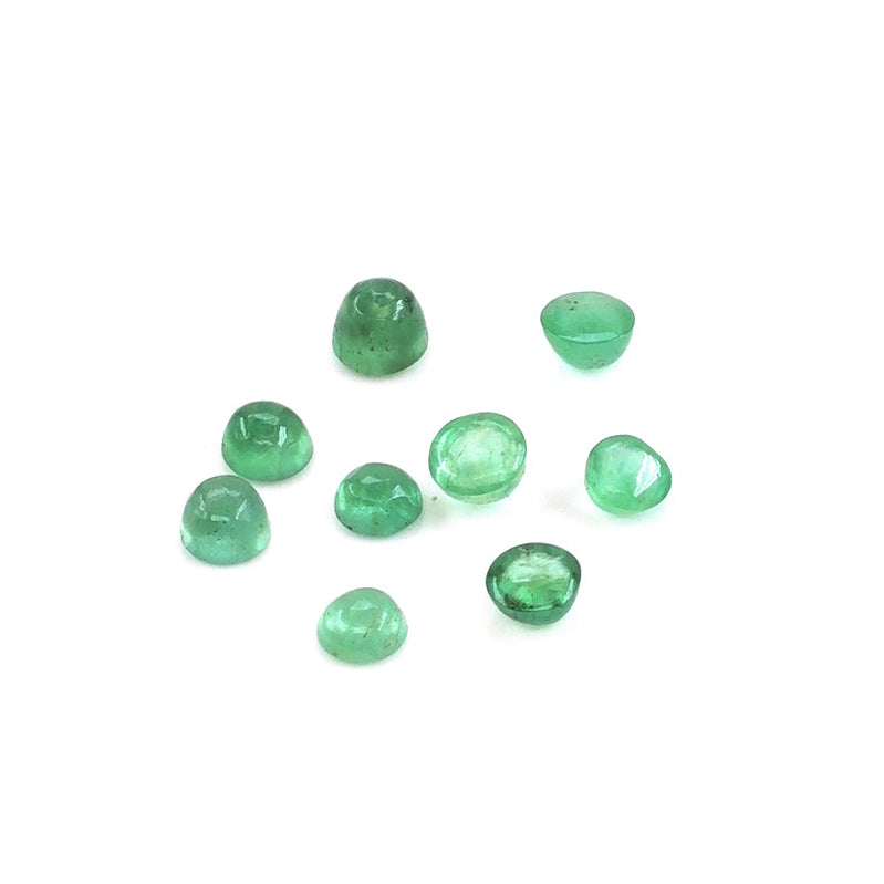 Natural Zambian Emerald Calibrated Cabochon Rounds | 3mm & 4mm