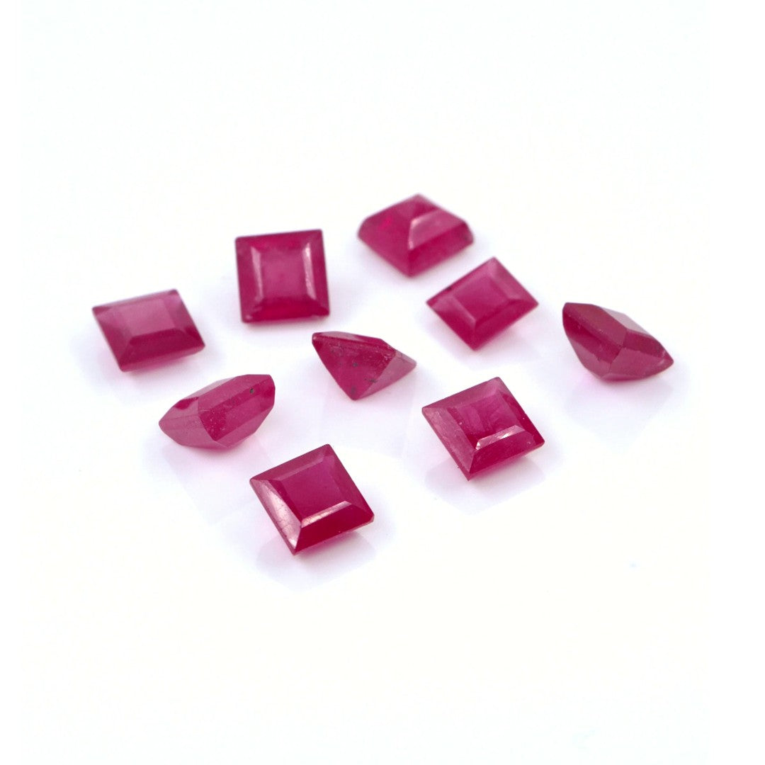 Natural Bangkok Ruby Calibrated Squares | 4mm & 5mm