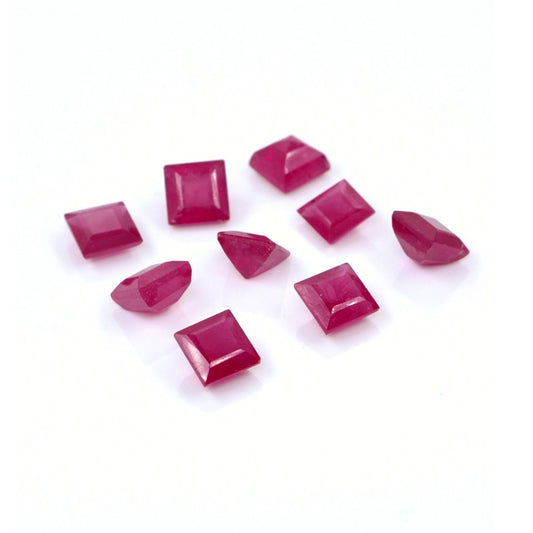 Natural Bangkok Ruby Calibrated Squares | 4mm & 5mm