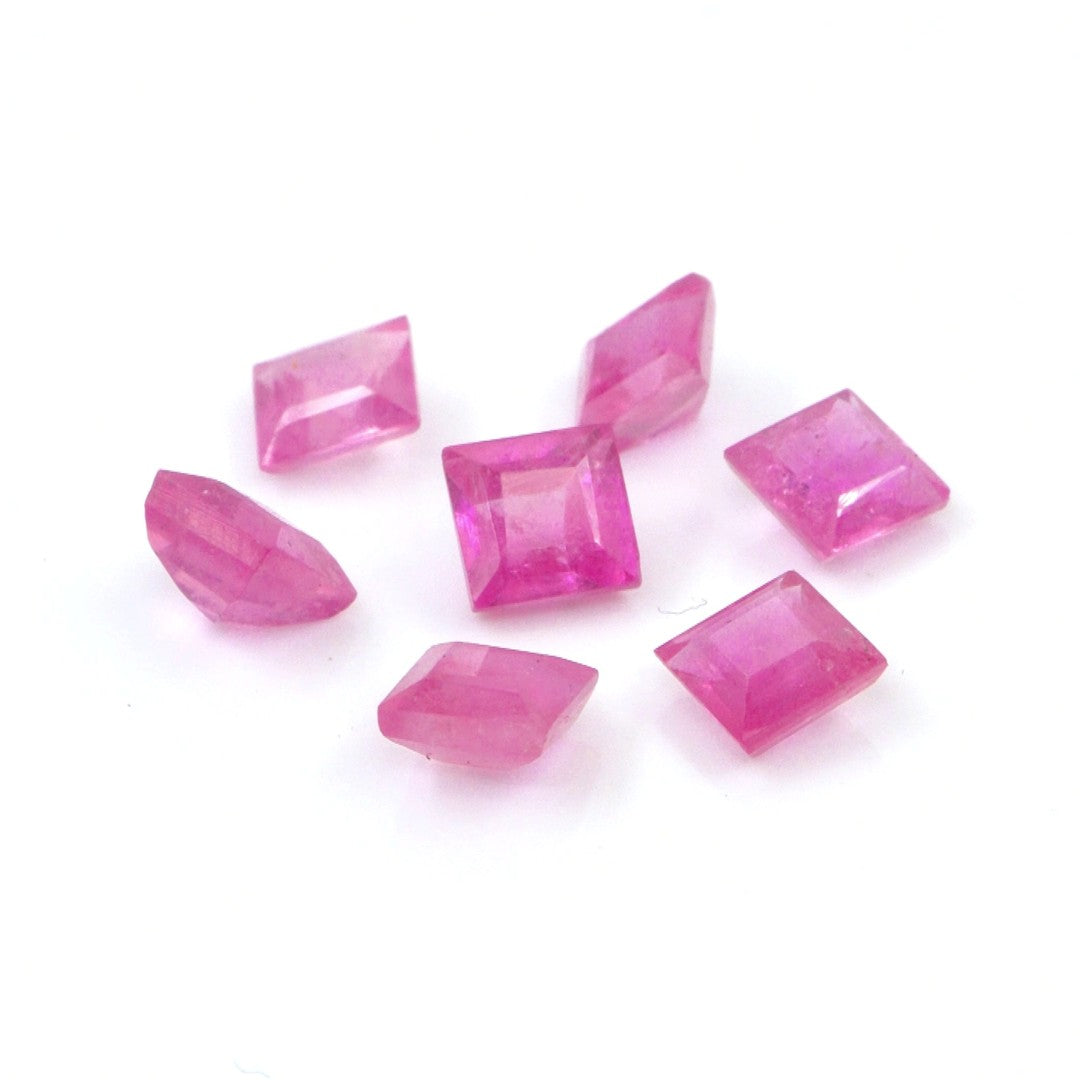 Natural Bangkok Ruby Calibrated Squares | 4mm & 5mm
