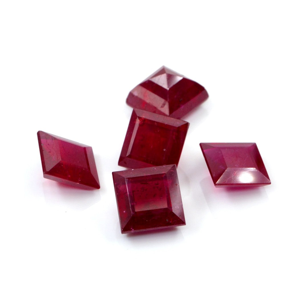 Natural Bangkok Ruby Calibrated Squares | 6.5mm & 7.5mm