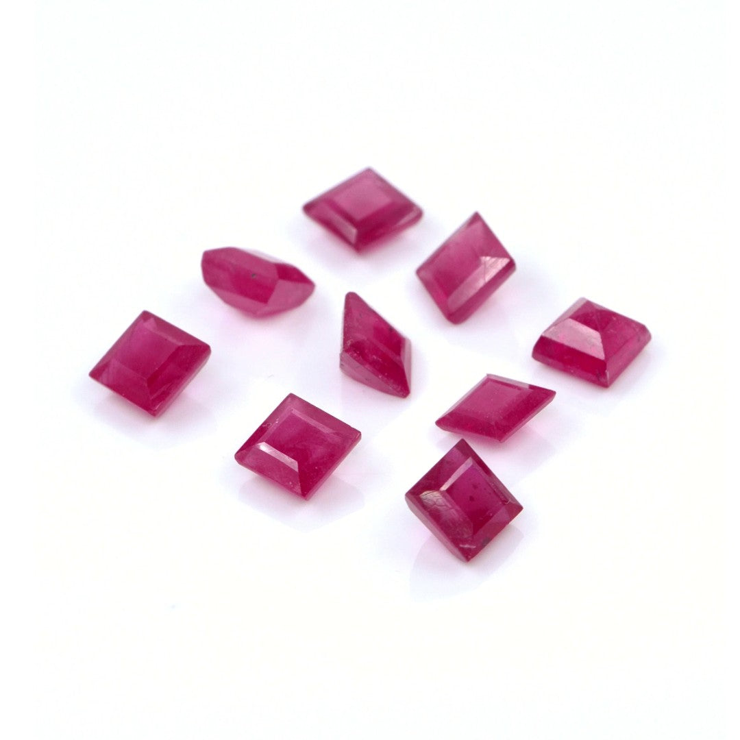 Natural Bangkok Ruby Calibrated Squares | 4mm & 5mm