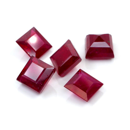 Natural Bangkok Ruby Calibrated Squares | 6.5mm & 7.5mm