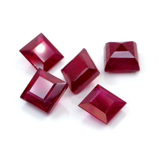 Natural Bangkok Ruby Calibrated Squares | 6.5mm & 7.5mm