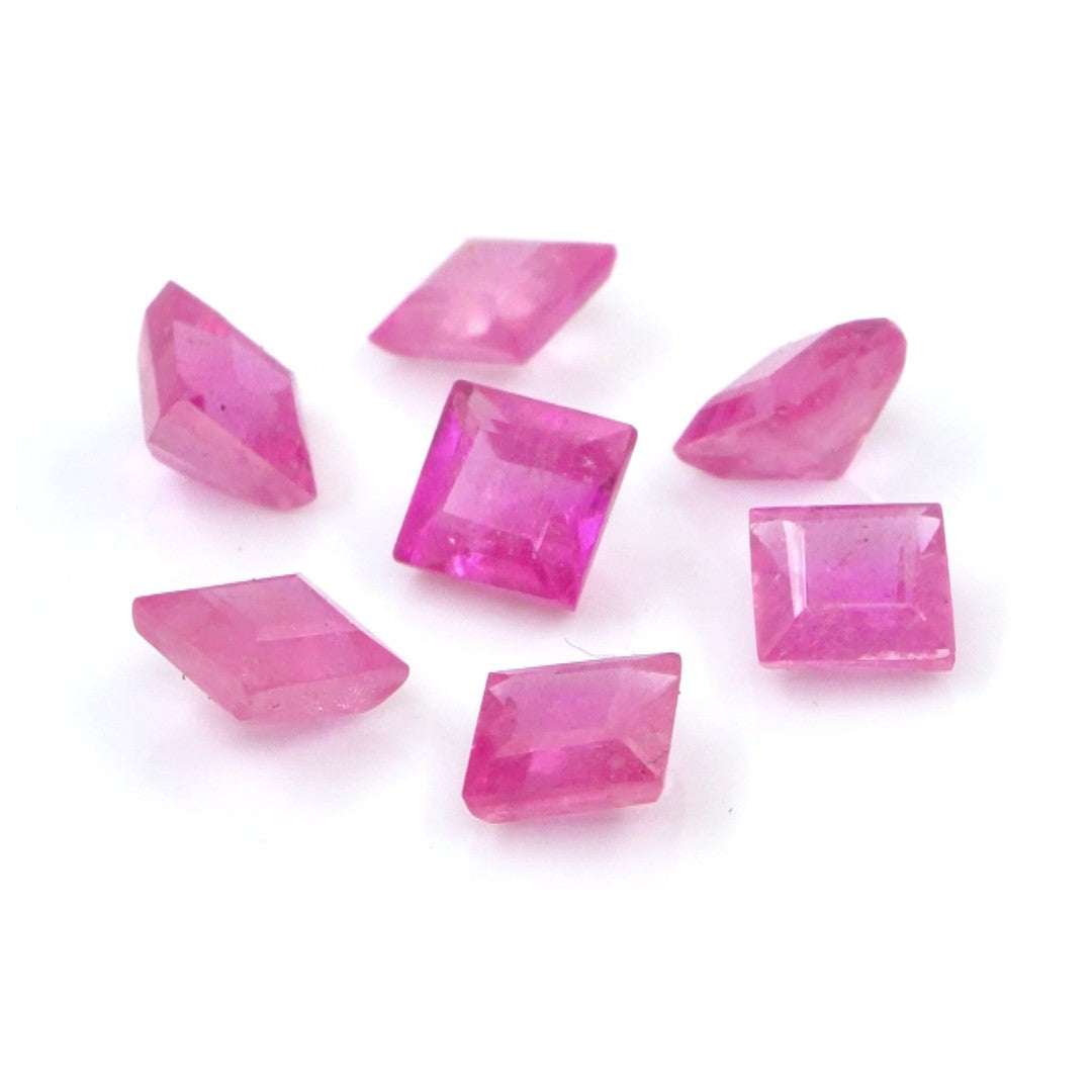Natural Bangkok Ruby Calibrated Squares | 4mm & 5mm