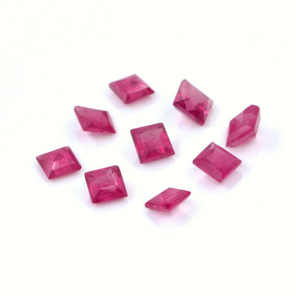 Natural Bangkok Ruby Calibrated Squares | 3mm & 3.5mm