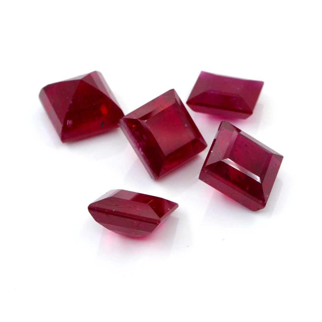 Natural Bangkok Ruby Calibrated Squares | 6.5mm & 7.5mm