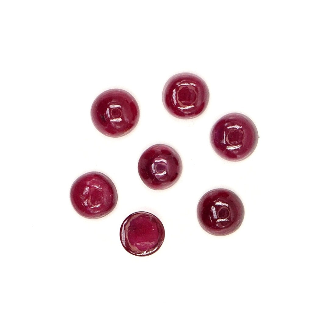 Natural Bangkok Ruby Calibrated Cabochon Rounds | 5mm & 6mm