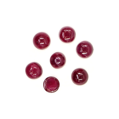Natural Bangkok Ruby Calibrated Cabochon Rounds | 5mm & 6mm