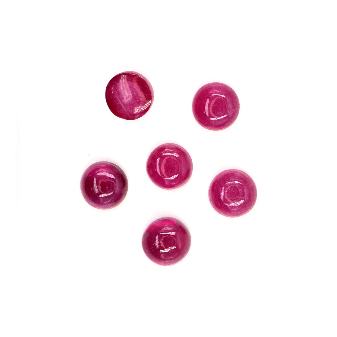Natural Bangkok Ruby Calibrated Cabochon Rounds | 7mm & 8mm