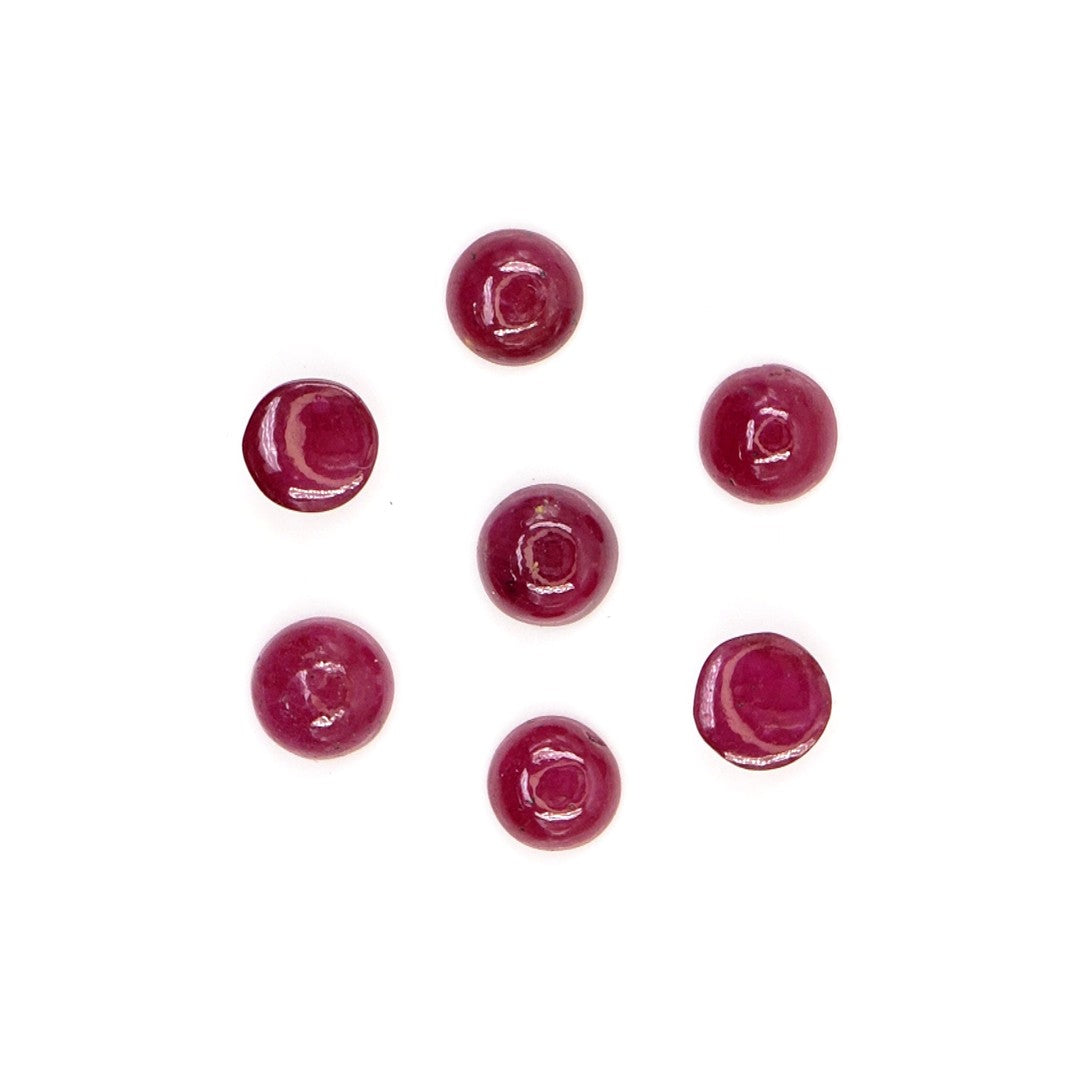 Natural Bangkok Ruby Calibrated Cabochon Rounds | 5mm & 6mm