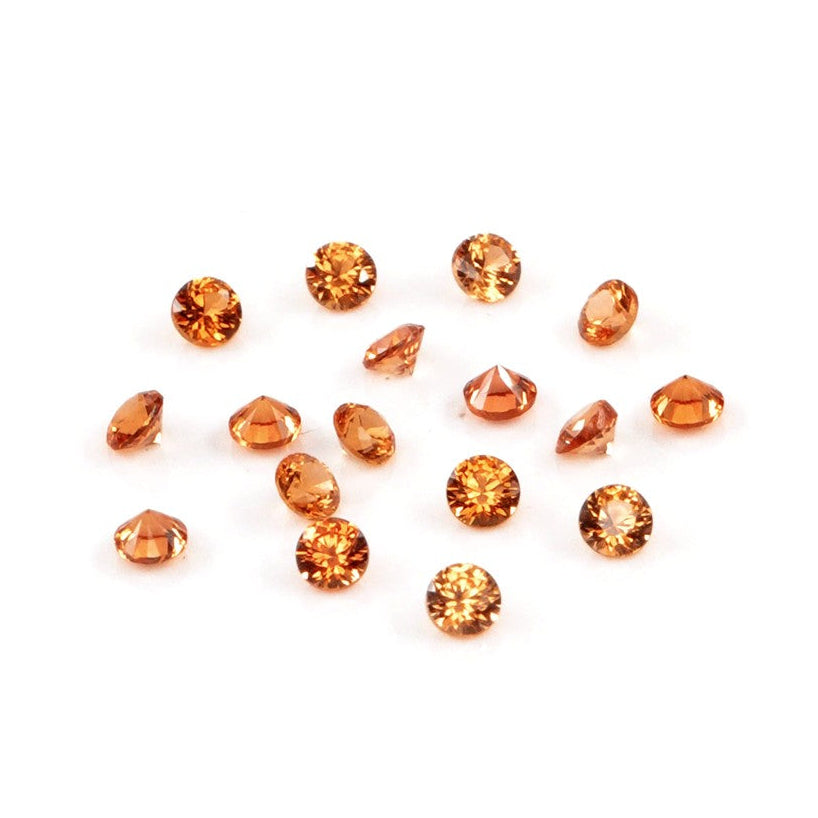 Natural Untreated Orange Sapphire Calibrated Rounds | 2mm & 2.5mm