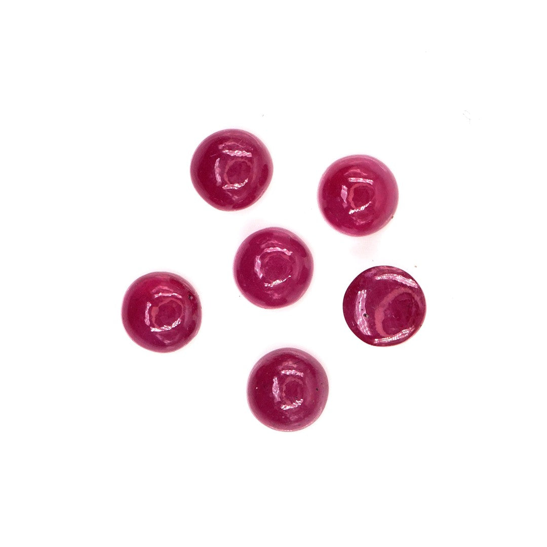 Natural Bangkok Ruby Calibrated Cabochon Rounds | 5mm & 6mm