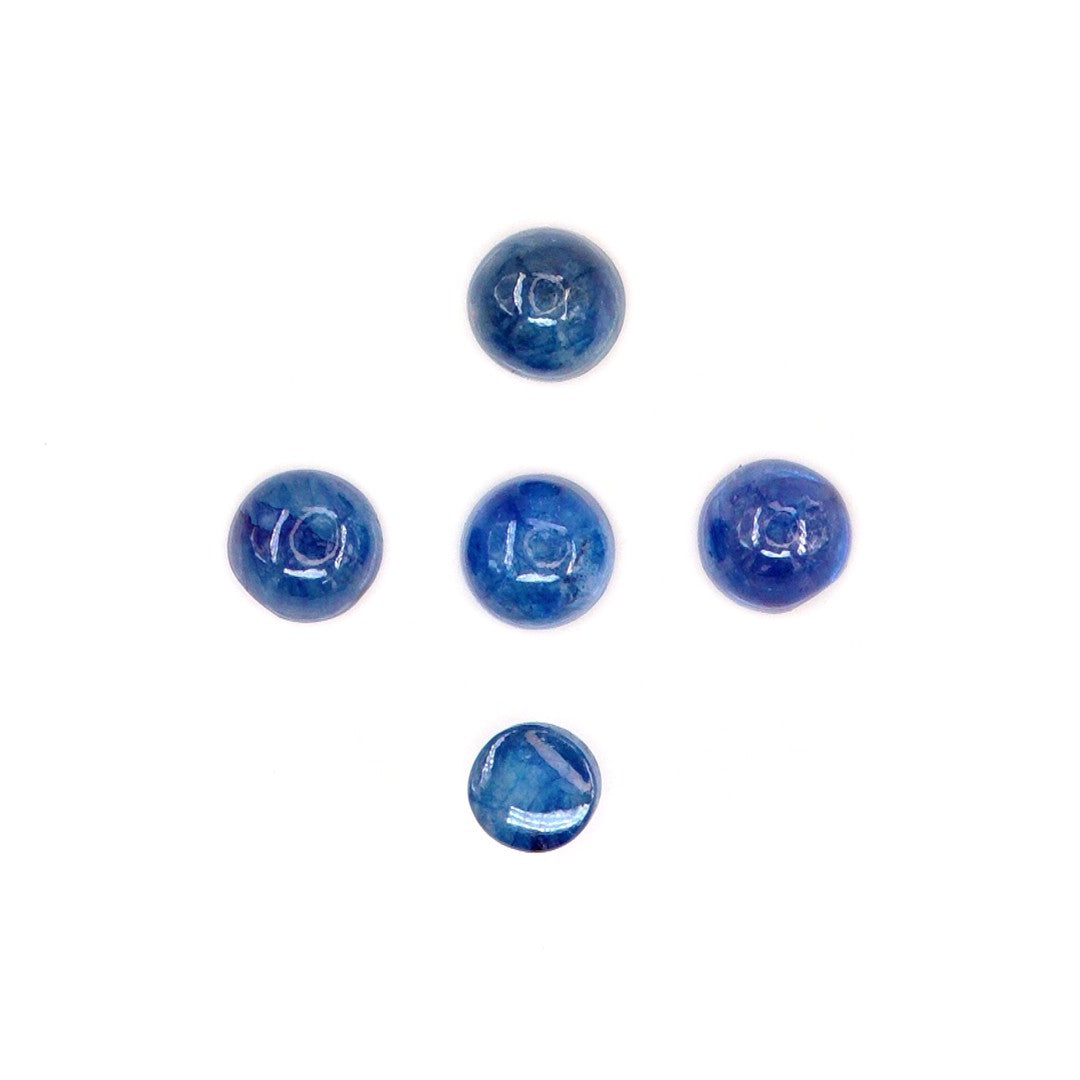 Natural Bangkok Blue Sapphire Calibrated Cabochon Rounds | 5mm & 6mm