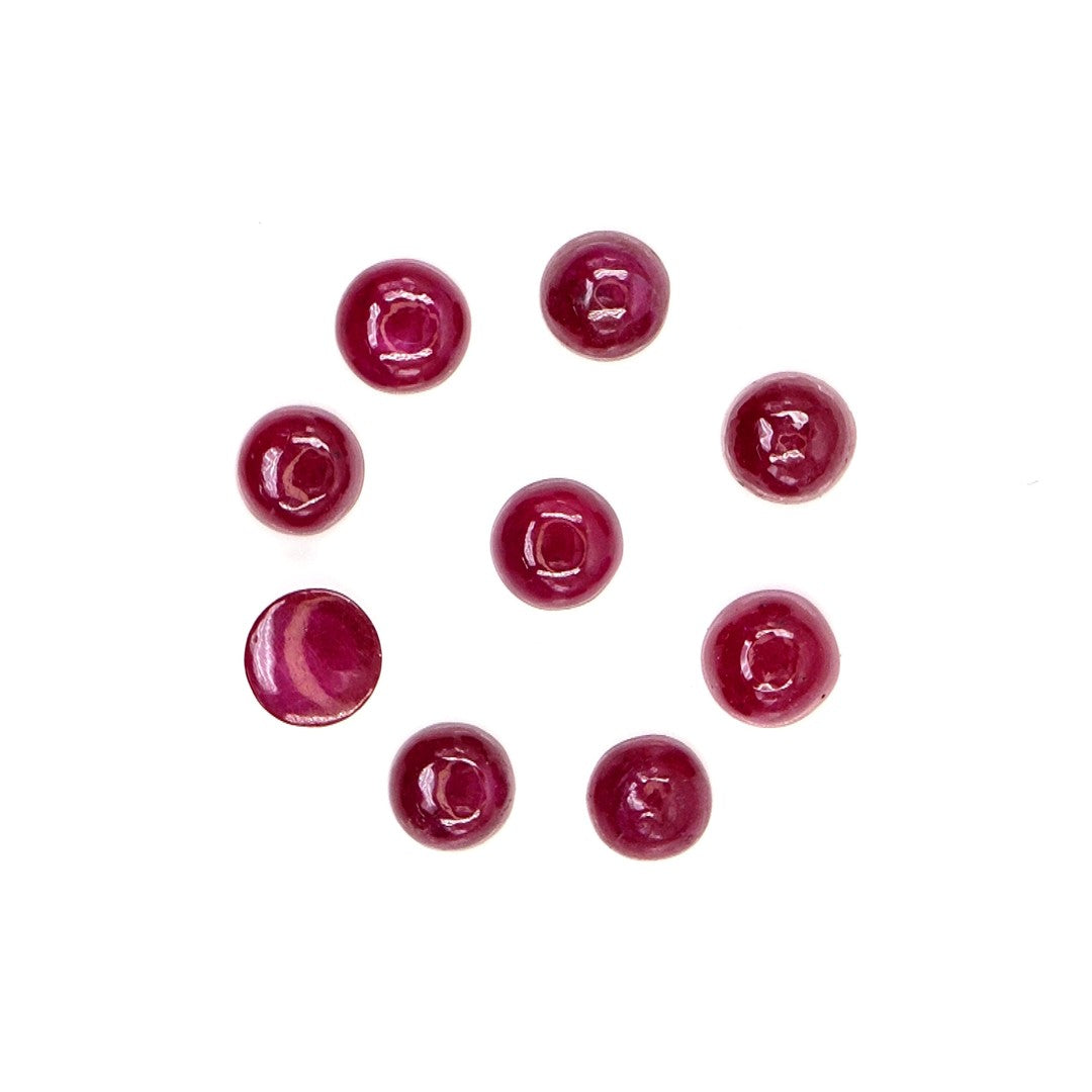 Natural Bangkok Ruby Calibrated Cabochon Rounds | 5mm & 6mm