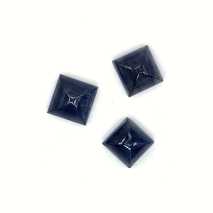 Natural Bangkok Blue Sapphire Calibrated Cabochon Squares | 9mm & 10mm