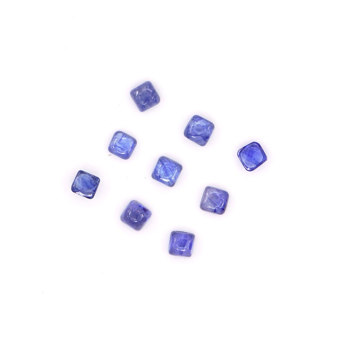Natural Bangkok Blue Sapphire Calibrated Cabochon Squares | 4mm & 5mm