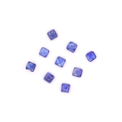 Natural Bangkok Blue Sapphire Calibrated Cabochon Squares | 4mm & 5mm