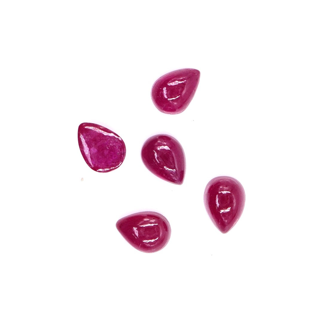 Natural Bangkok Ruby Calibrated Cabochon Pears | 5x7mm & 6x8mm