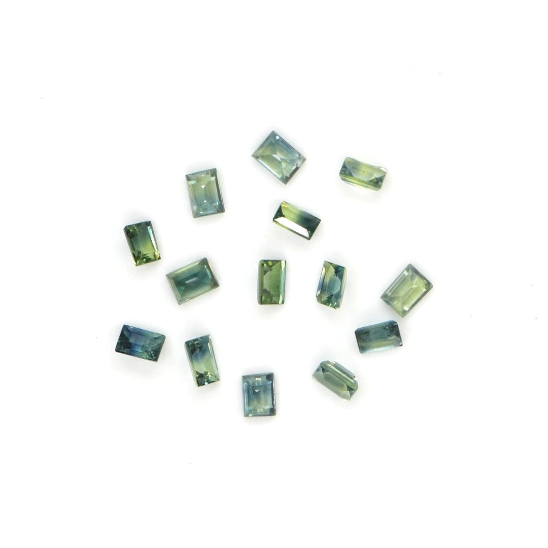 Natural Untreated Teal Sapphire Calibrated Baguettes | 2.5x5mm & 2x4mm