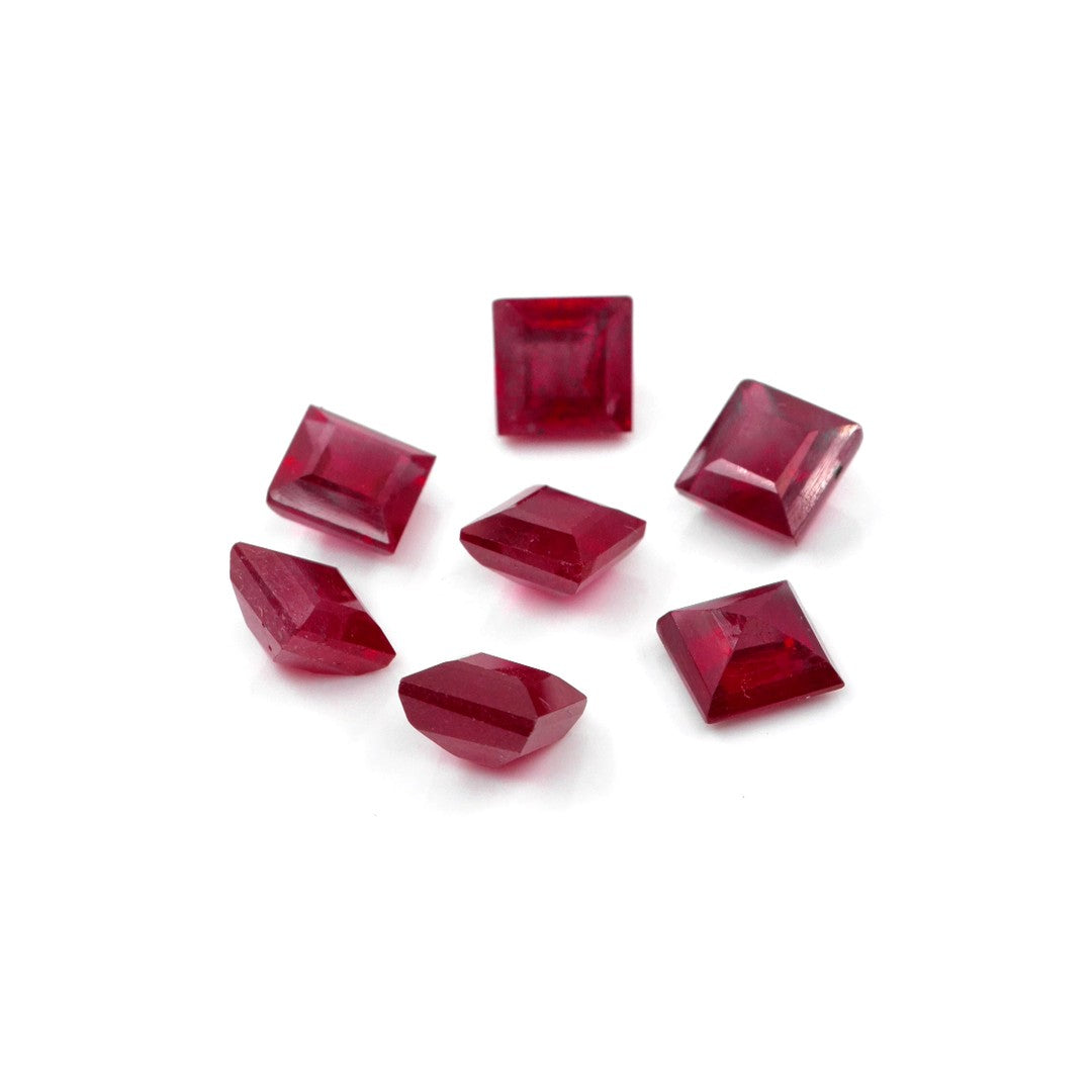 Natural Bangkok Ruby Calibrated Squares | 6mm & 7mm