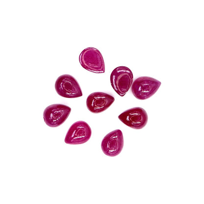 Natural Bangkok Ruby Calibrated Cabochon Pears | 5x7mm & 6x8mm