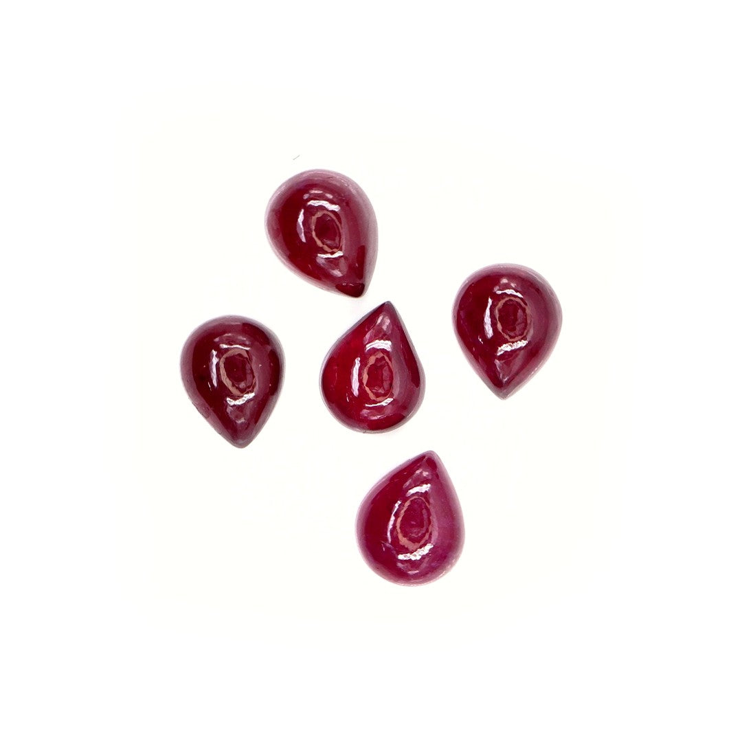 Natural Bangkok Ruby Calibrated Cabochon Pears | 7x9mm & 8x10mm