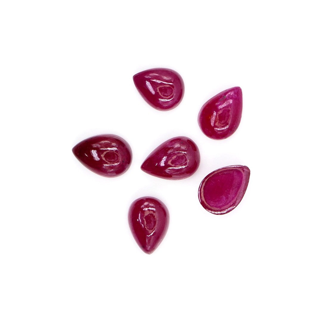 Natural Bangkok Ruby Calibrated Cabochon Pears | 7x9mm & 8x10mm