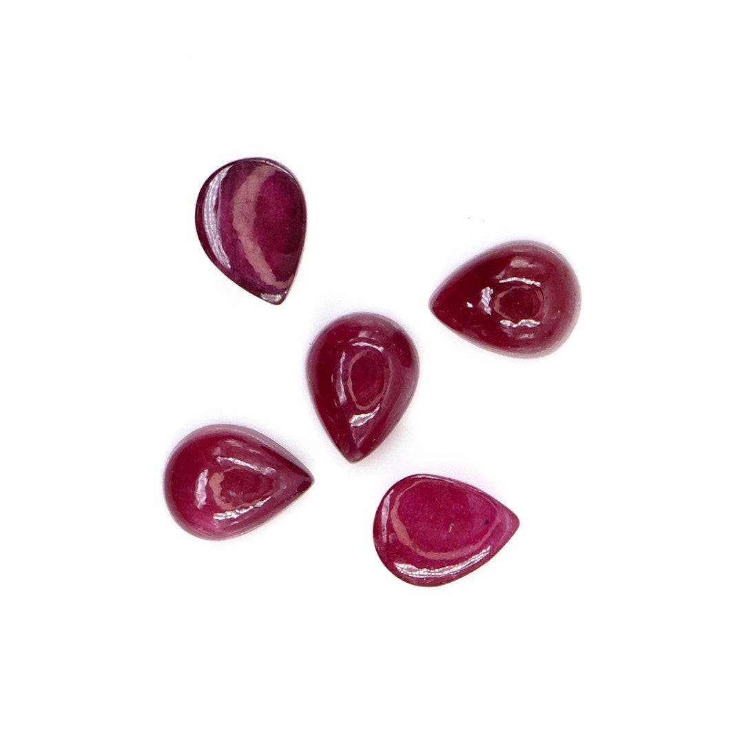 Natural Bangkok Ruby Calibrated Cabochon Pears | 5x7mm & 6x8mm