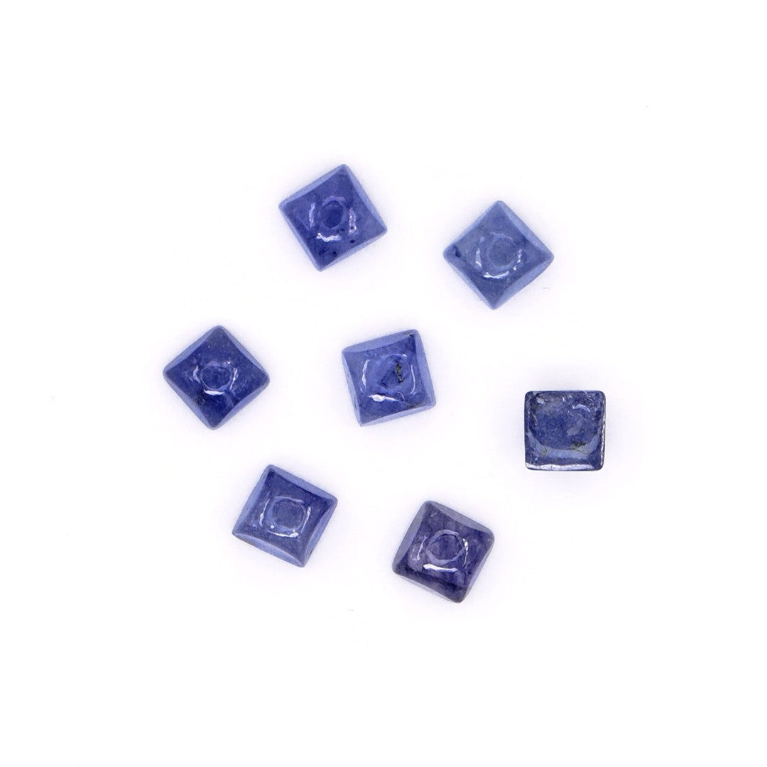 Natural Bangkok Blue Sapphire Calibrated Cabochon Squares | 5mm & 6mm