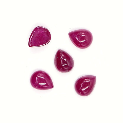 Natural Bangkok Ruby Calibrated Cabochon Pears | 7x9mm & 8x10mm