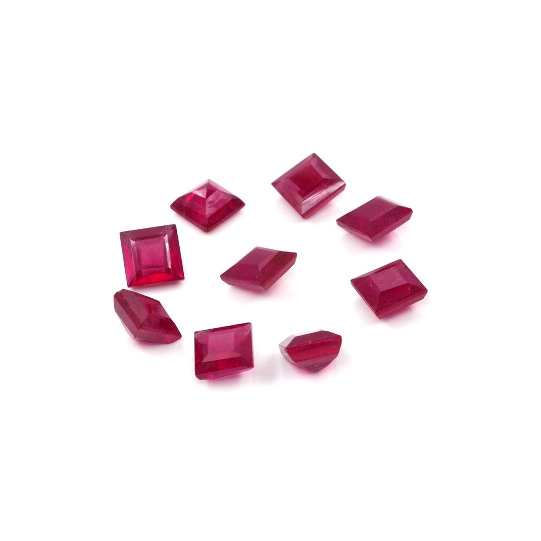 Natural Bangkok Ruby Calibrated Squares | 6mm & 7mm