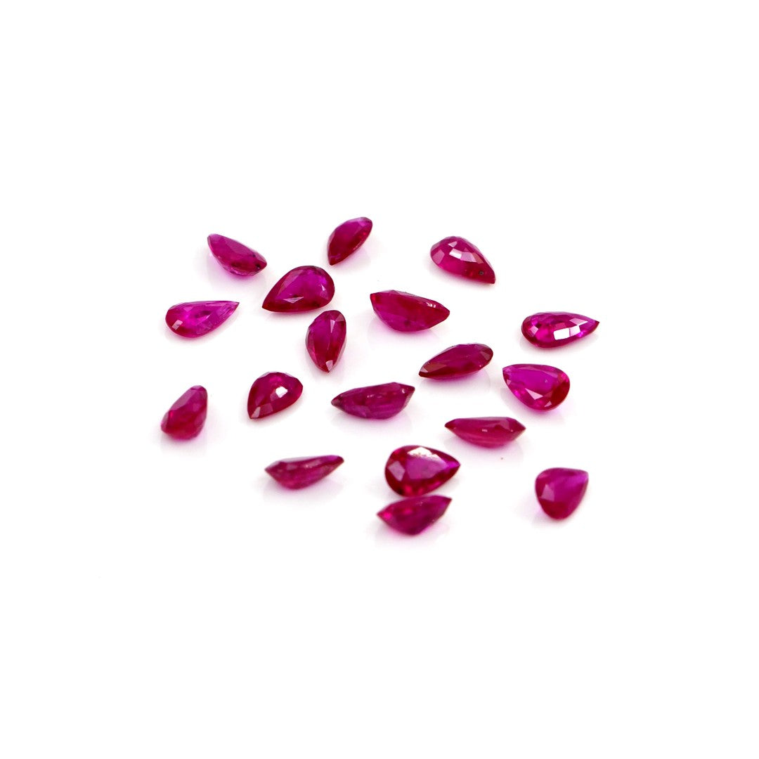 Natural Untreated Mozambique Ruby Calibrated Pears | 3x5mm & 4x6mm