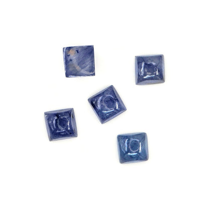 Natural Bangkok Blue Sapphire Calibrated Cabochon Squares | 7mm & 6mm