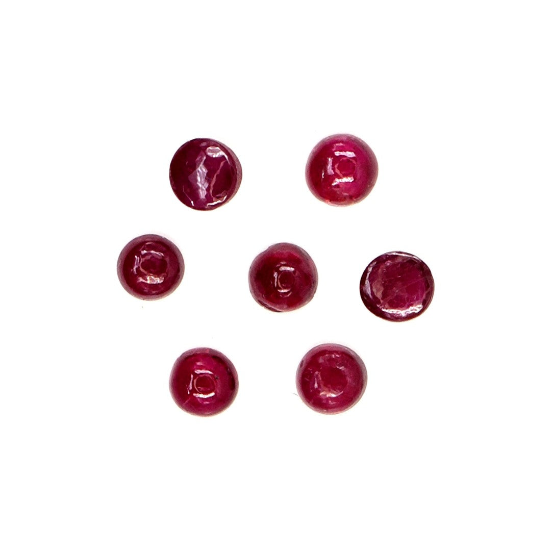Natural Bangkok Ruby Calibrated Cabochon Rounds | 4mm & 4.5mm