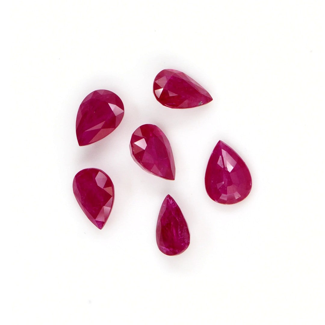 Natural Untreated Mozambique Ruby Calibrated Pears | 5x7mm & 6x8mm