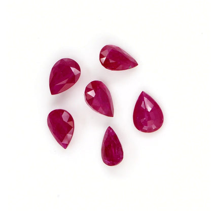 Natural Untreated Mozambique Ruby Calibrated Pears | 5x7mm & 6x8mm