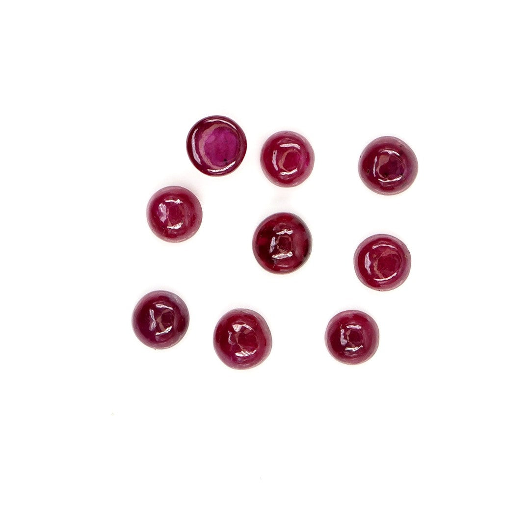 Natural Bangkok Ruby Calibrated Cabochon Rounds | 4mm & 4.5mm