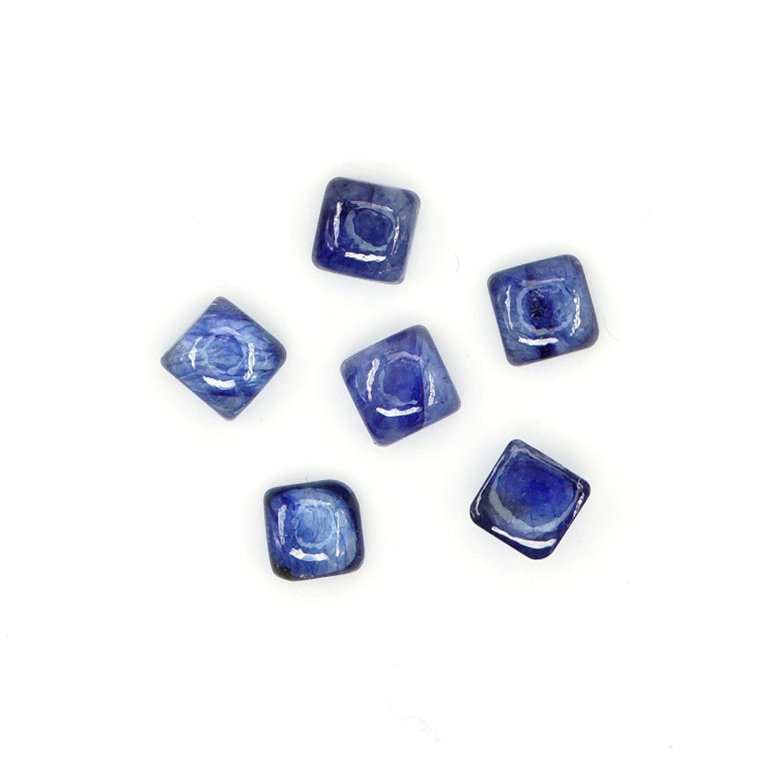 Natural Bangkok Blue Sapphire Calibrated Cabochon Squares | 5mm & 6mm