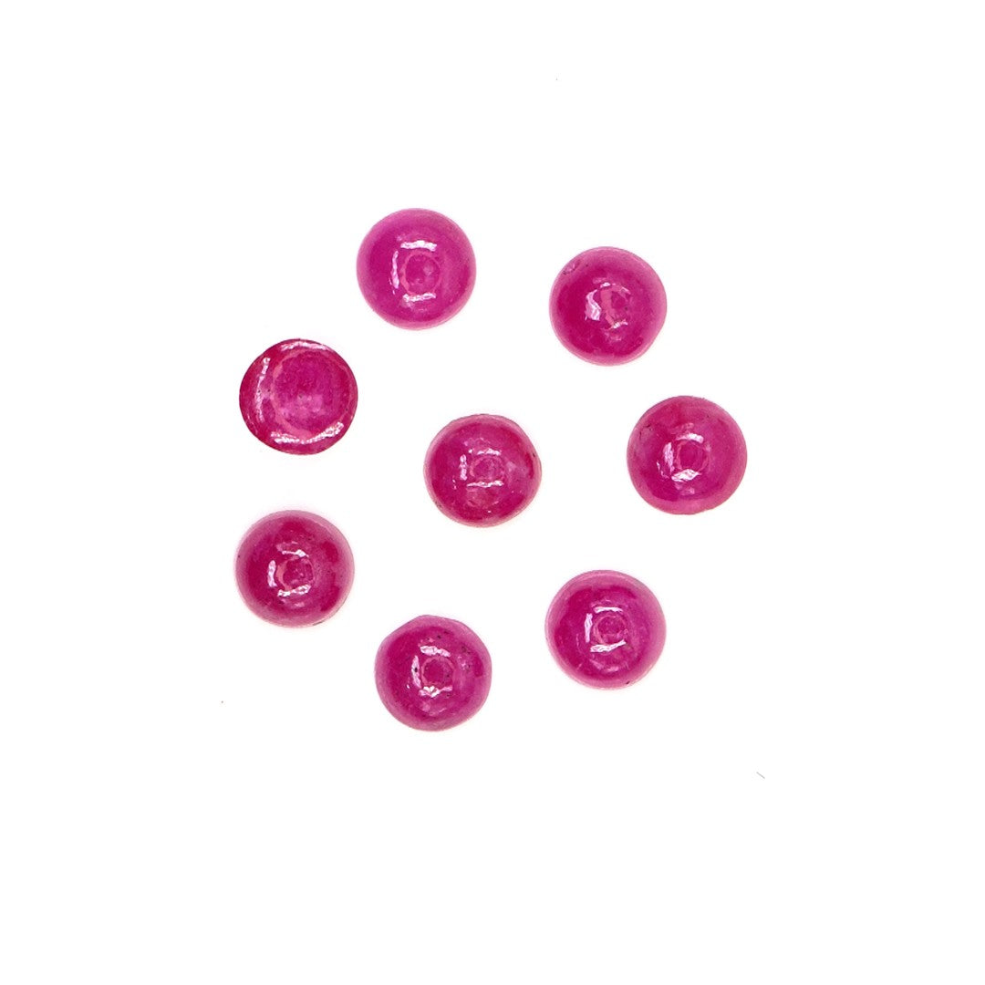 Natural Bangkok Ruby Calibrated Cabochon Rounds | 5mm & 6mm