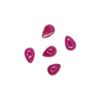 Natural Bangkok Ruby Calibrated Cabochon Pears | 3x5mm & 4x6mm