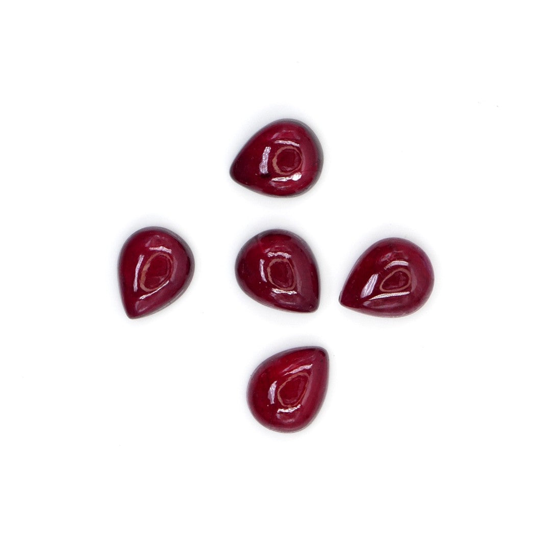 Natural Bangkok Ruby Calibrated Cabochon Pears | 5x7mm & 6x8mm