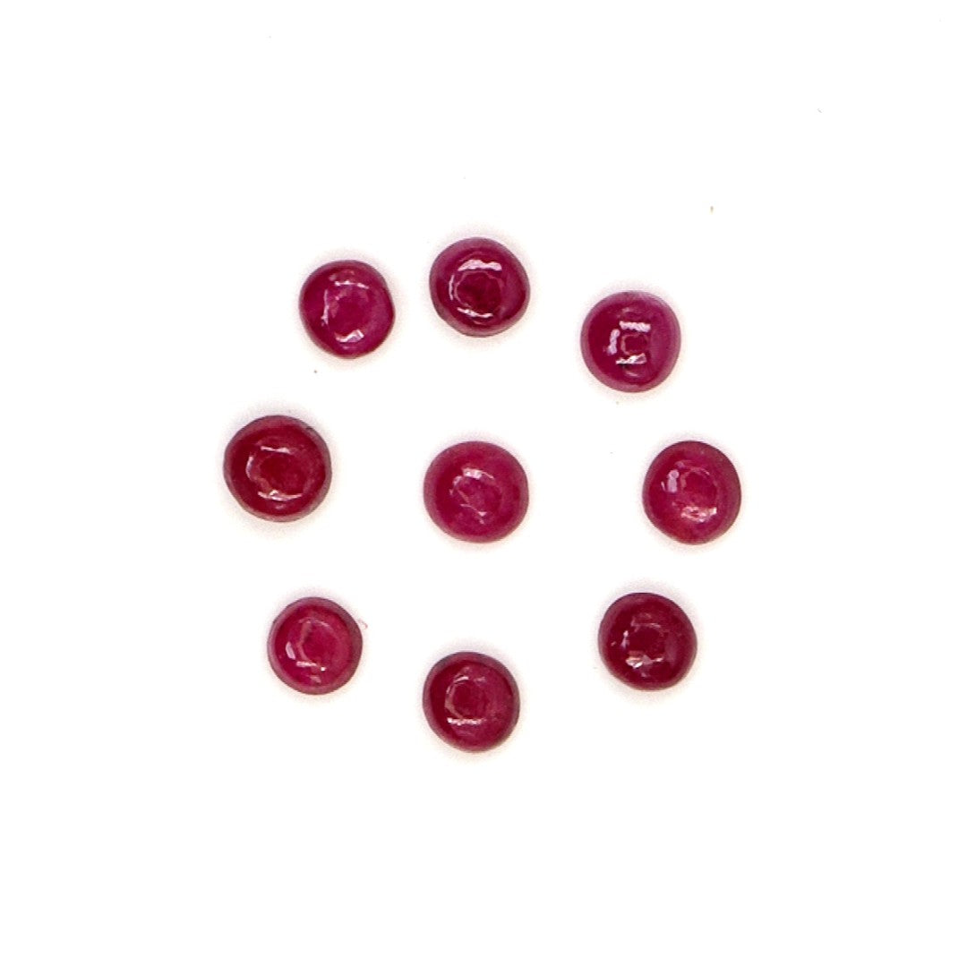 Natural Bangkok Ruby Calibrated Cabochon Rounds | 3mm & 3.5mm