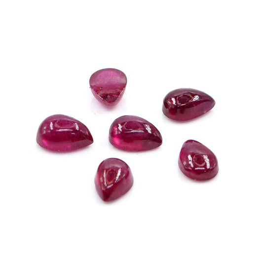 Natural Bangkok Ruby Calibrated Cabochon Pears | 3x5mm & 4x6mm
