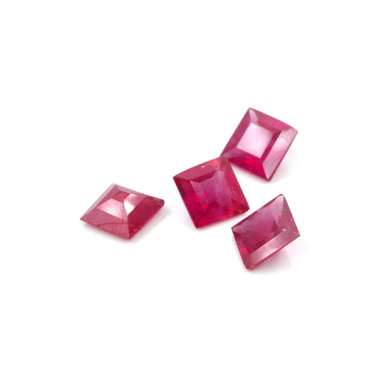 Natural Bangkok Ruby Calibrated Squares | 4mm & 5mm